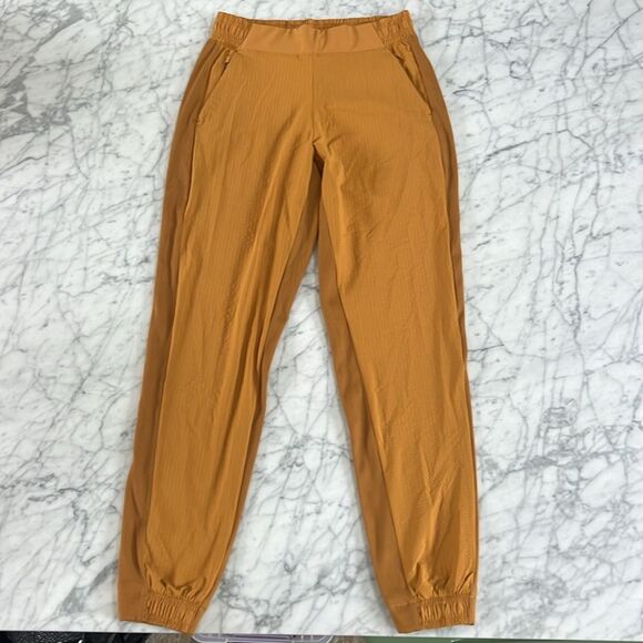 Athleta Textured Brooklyn Jogger Pants Women's Yellow Pull On Activewear Sz 0 - Picture 3 of 9